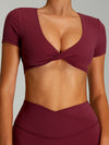 ZASUWA Female Twist Hollow Out Short Sleeves