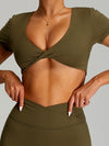 ZASUWA Female Twist Hollow Out Short Sleeves
