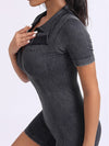 ZASUWA Female Ribbed Zipper Short Romper