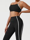 ZASUWA Female Contrast Color Stripes Cross Back Tracksuit