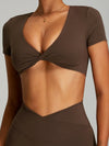ZASUWA Female Twist Hollow Out Short Sleeves