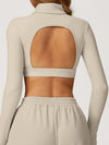 ZASUWA Female Backless Stand Collar Long Sleeves