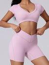ZASUWA Female V Collar Backless Short Sleeves