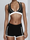 ZASUWA Female Contrast Color Stripes Cutout Pocket Short Traksuit