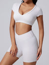 ZASUWA Female V Collar Backless Short Sleeves