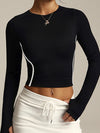 ZASUWA Female Fishnet Contrast Color Stripes Long Sleeves