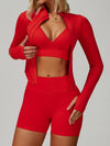 ZASUWA Female Deep V Back Seamless High-rise Short Tracksuit