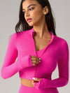 ZASUWA Female Basic Zipper Thumbhole Cropped Jacket