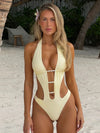ZASUWA Female Pearl Deep V Collar Backless One Piece