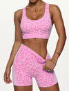 ZASUWA Female Leopard Print Cross Back Short Tracksuit