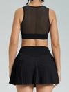 ZASUWA Female Mesh Pleated 2 In 1 Tennis Skirts Suit
