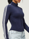 ZASUWA Female Zipper Contrast Color Stripes Pocket Jacket