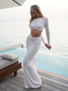 ZASUWA Female Sexy Sheer Mesh Folds 2-Pieces Cover-up Without Bikini