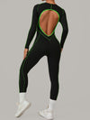 ZASUWA Female Sexy Backless Contrast Color Stripes Jumpsuit