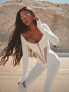 🖤ZASUWA Female Mesh Backless Zipper With Hat Jumpsuit