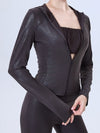 ZASUWA Female Faux Leather Zipper With Hat Jacket