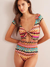 ZASUWA Female Sexy Print Hollow Out One Piece