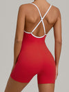 ZASUWA Female Contrast Color Stripes Cross Back Romper