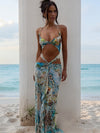 ZASUWA Female Sexy Print Mesh Without Bikini Set Cover Up Dress