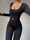 ZASUWA Female Ribbed U Collar Jumpsuit