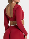 ZASUWA Female Contrast Color Backless Long Sleeves