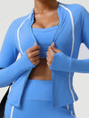 ZASUWA Female Contrast Color Stripes Pocket Zipper Jacket