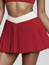 ZASUWA Female Contrast Color Twist 2 in 1  V Shape Waist Skirts Suit