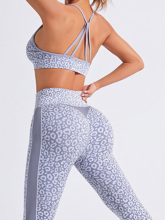 ZASUWA Female Leopard Print Cross Back Tracksuit