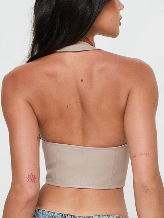 ZASUWA Female Faux Leather Corset Tank