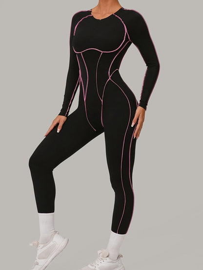 Sexy Backless Contrast Color Stripes Jumpsuit