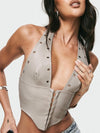 ZASUWA Female Faux Leather Corset Tank