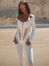 🖤ZASUWA Female Mesh Backless Zipper With Hat Jumpsuit