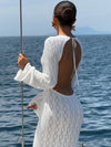 ZASUWA Female Sexy Backless Fishnet Swimwear Cover Without Bikini Set Long Dress