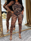ZASUWA Female Leopard Print Mesh Jumpsuit