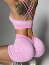 ZASUWA Female Deep V Back Scrunch Bum Ribbed Short Tracksuit