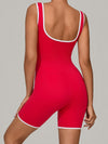 ZASUWA Female U Collar Contrast Color Stripes Backless Romper