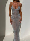 ZASUWA Female Sexy Shiny Mesh Backless Without Bikini Set Cover-up Dress