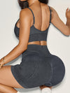 ZASUWA Female Faux Denim Seamless Short Tracksuit
