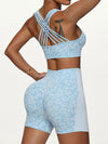 ZASUWA Female Leopard Print Cross Back Short Tracksuit