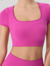ZASUWA Female Sexy Cross Back Cropped Short Sleeves