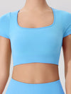 ZASUWA Female Sexy Cross Back Cropped Short Sleeves