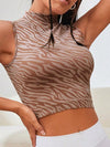 ZASUWA Female Sexy Contrast Color Leopard Print Quick Dry Tank