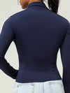 ZASUWA Female Zipper Contrast Color Stripes Pocket Jacket