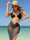 ZASUWA Female Sexy Starfish Sheer Mesh 3-Pieces Bikini Set