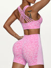 ZASUWA Female Leopard Print Cross Back Short Tracksuit