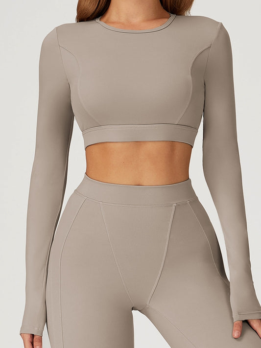 ZASUWA Female Round Collar Cropped Long Sleeves