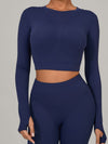 ZASUWA Female Gather-breasts Thumbhole Long Sleeves