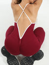 ZASUWA Female Contrast Color Cross Back Ribbed Jumpsuit