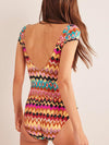 ZASUWA Female Sexy Print Hollow Out One Piece