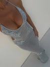 ZASUWA Female Sexy Shiny Mesh Backless Without Bikini Set Cover-up Dress